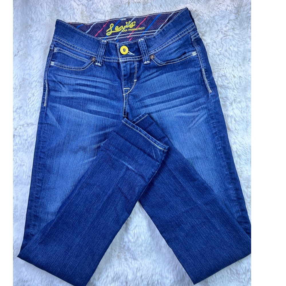 Levis San Francisco Skinny Jeans W25 L32 Medium Wash Whiskered Low Rise Deni A31